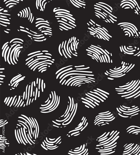 Black and white fingerprint pattern seamless background