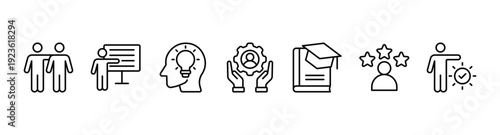 Training banner web icon vector illustration concept for education with icon of coaching, teaching, knowledge, development, learning, experience, and skills