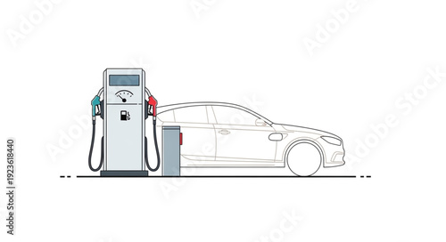 Electric Car Charging Station Illustration.