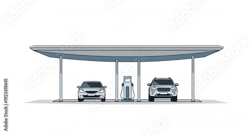 Electric Car Charging Station Illustration.