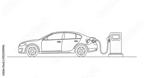 Electric Car Charging at Station.