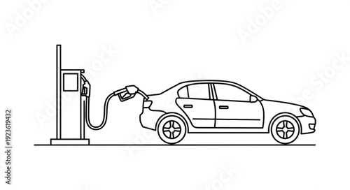 Electric Car Charging Station Illustration.