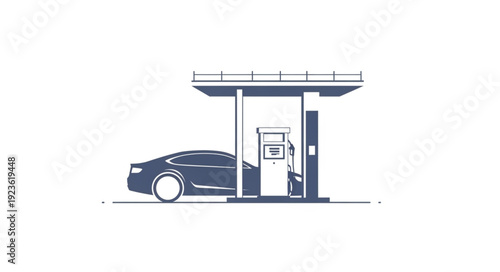 Electric Car Charging Station Illustration.