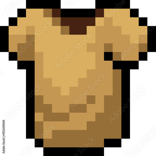 Pixel art cloth armor icon in retro 8 bit style. Classic RPG character equipment tunic clothing for starter gear. Arcade game asset isolated for UI and fantasy mobile game design.