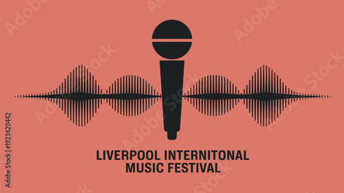 A logo for the Liverpool International Music Festival featuring a microphone and sound wave on a red background