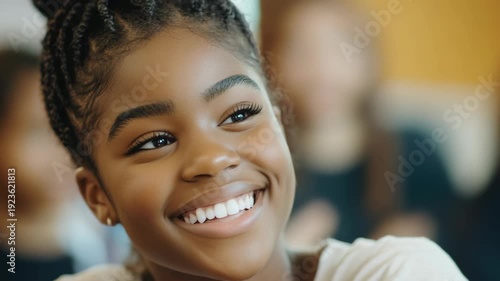Smiling Girl in Classroom