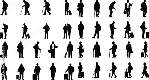Bus Stop Pictogram Silhouette Icon Set Public Transport Waiting Silhouette Vector Pack