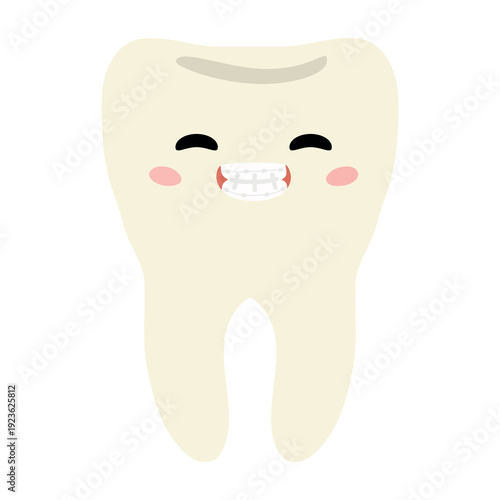 Happy Tooth Illustration With Bright Smile.eps