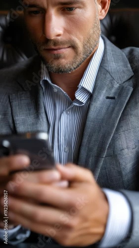 Businessman Texting on Phone