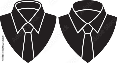 Pair of men's shirts with collars and ties, formal wear icons, business attire symbols, fashion concept