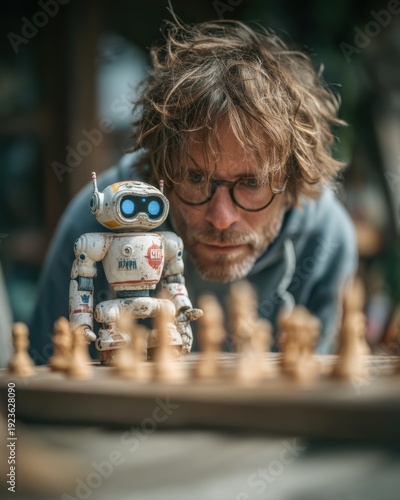 Human and Robot: A Strategic Chess Encounter generated by AI