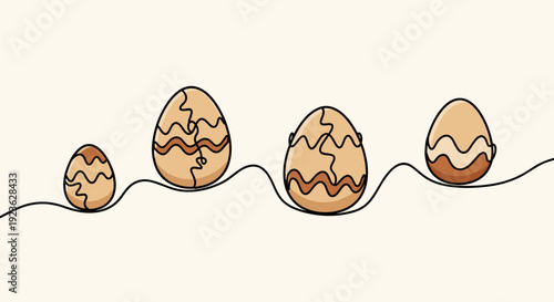 A set of decorated Easter eggs in playful outline vector style, perfect for spring holiday celebrations and crafts
