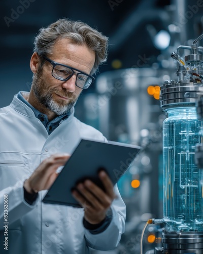 Scientist Using Tablet for Research in High-Tech Lab generated by AI