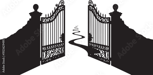 Open gate with path leading to freedom and opportunity