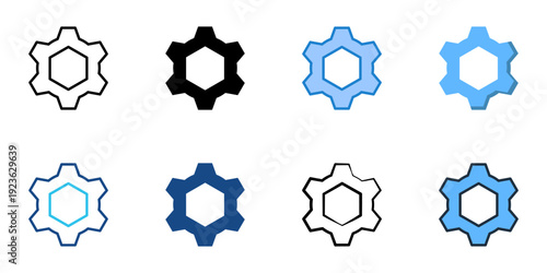 Settings icons set multiple style collection. Editable stroke 
