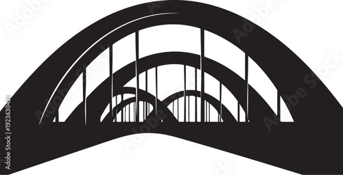 Black and white illustration of arched bridge structure design