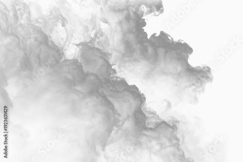 Ethereal white smoke drifts softly in PNG format against a dark background. Wispy clouds curl like ghostly fingers. Perfect overlay for cinematic or spooky designs.