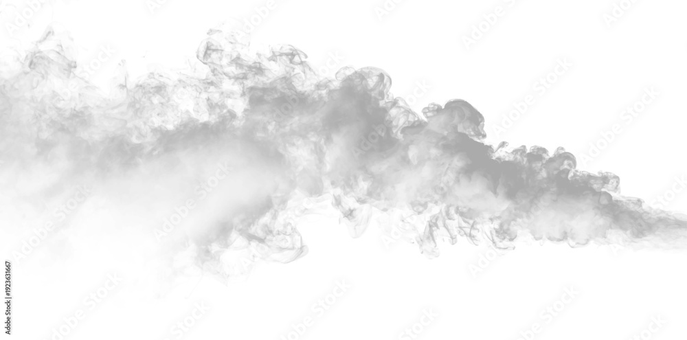 Fototapeta premium Dark smoke swirls with thick, curling tendrils. Transparent layers create dramatic depth. Perfect overlay for horror, gothic, or cinematic art.PNG