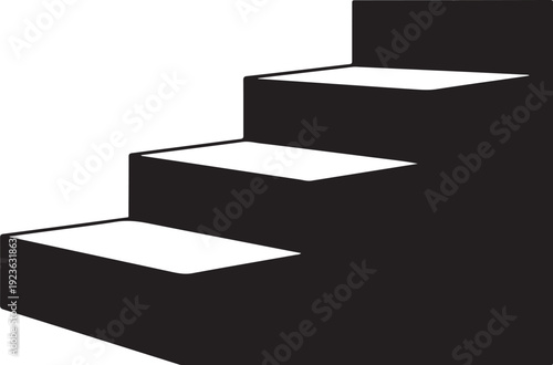 Staircase Steps Leading Upwards in Black and White Colors