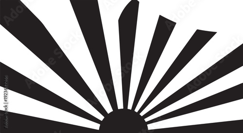 Black and white abstract sunburst design graphic element