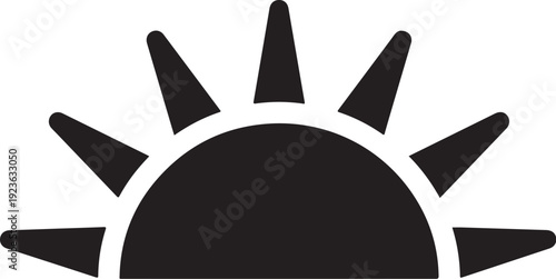 Simple black sun icon on white background graphic design