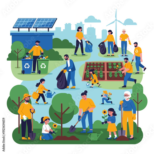 Community working together for environmental protection and sustainability.