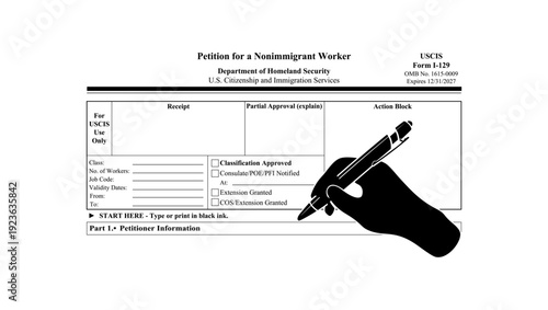 fill out Form I-129, black isolated silhouette
