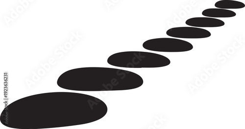 Black stepping stones on white background for journey concept