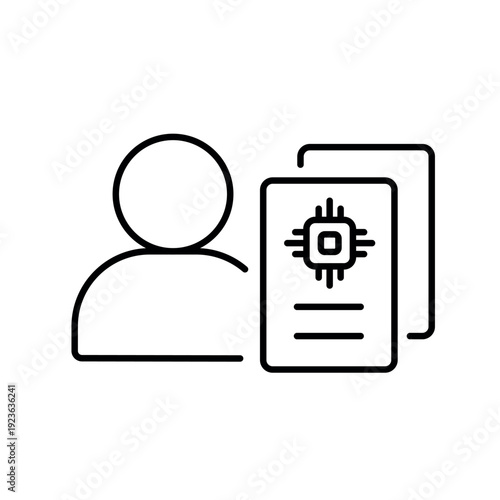 A vector icon representing AI-driven content personalization for a user, created in line style with editable stroke