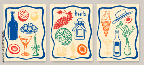 La Dolce Vita Vintage Posters Set. Summer Vacation Wall Art Prints Design. Coastal Vacation Vintage Vector Banner. Summer Travel Background.