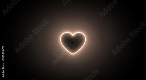 Glowing heart symbol with soft white light on dark background representing love and affection in a minimalist style