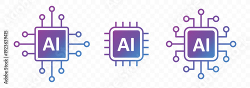 Modern handmade vector for icon  sign  logo circuit line style in the Artificial intelligence concept. Set AI processor icon flat design. Motherboard digital chip AI