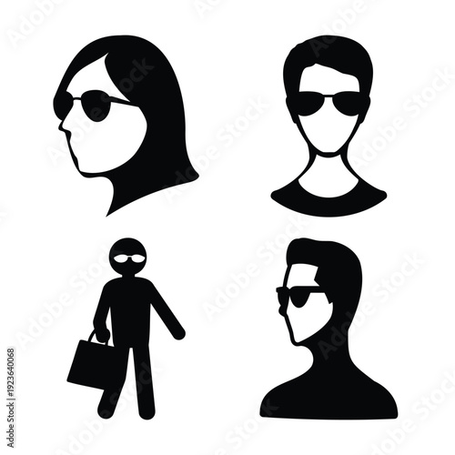 Diverse human icons with sunglasses: a collection of stylized people figures