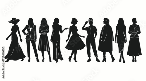 Women’s Fashion Silhouettes Vector – Elegant Pose Illustration