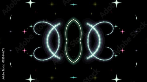 Wallpaper Mural Glowing Neon Shapes in Space Background. Torontodigital.ca