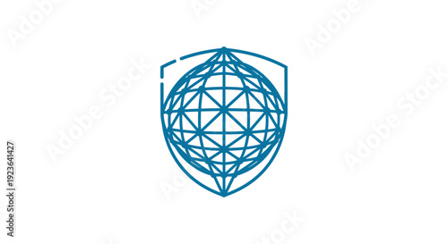Geometric Globe Shield Protection Security Icon.
