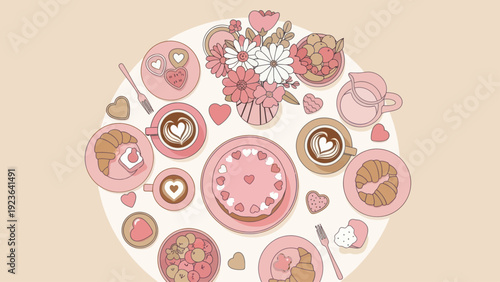 Sweet heart-shaped treats and coffee for a delightful celebration.