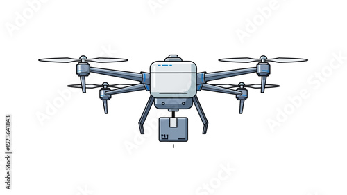 Drone delivering package.