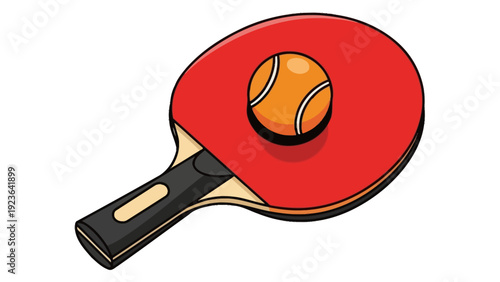 Table tennis paddle with a ping pong ball