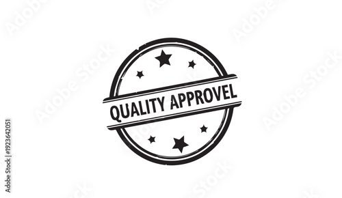 Quality approval stamp with stars on white background