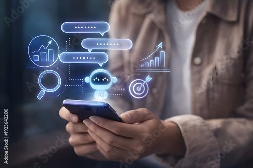 AI-powered chatbot messaging interface for smart customer support, automated communication, and digital service assistance