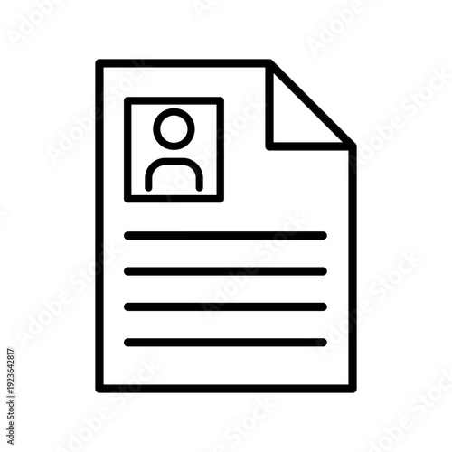 CV icon vector. Resume illustration sign. User symbol. Document logo. Web design.