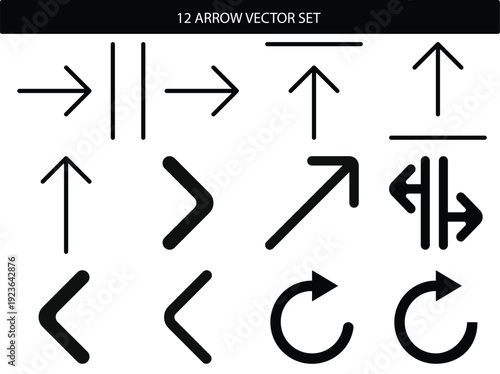 12 unique arrow vector set for design and illustration projects ending with the phrase Vector, illustration