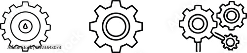 Three gears icon set for mechanical and industrial concepts