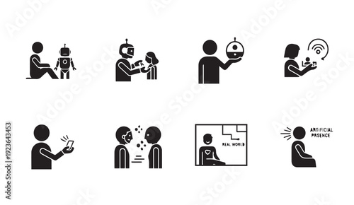 People interacting with technology and robots in modern settings