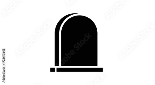 A simple black arched tombstone icon on a white background.