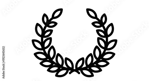 A black laurel wreath symbolizing achievement and honor on a white background.