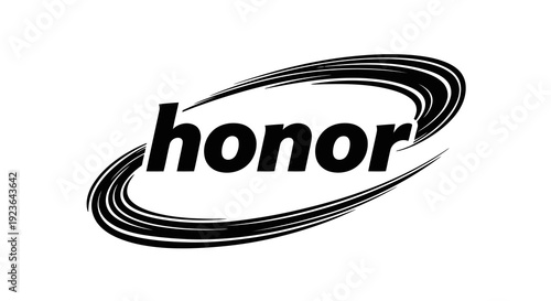 Honor logo with a stylized oval design and swirling lines around the text.