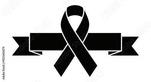 A black awareness ribbon symbolizing support for a social cause or charity on a white background.