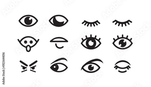 Collection of expressive eye icons in modern minimalist style